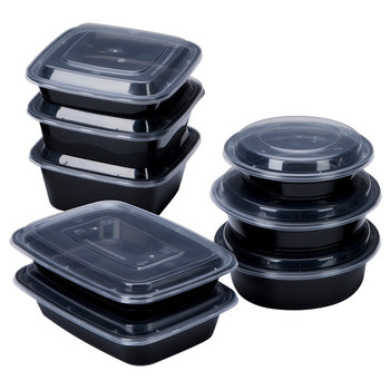 American round 900ml disposable lunch box takeaway packaging box 700 rectangular black plastic fast food box ກ່ອງອາຫານທ່ຽງ