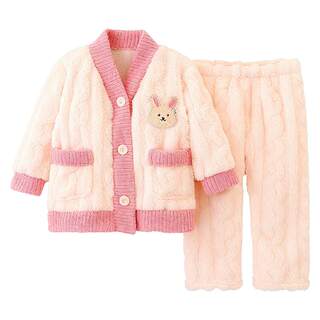 2025 children's flannel pajamas warm autumn and winter