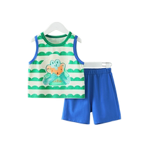 (Cool Ice Porcelain Cotton) Qiqi Bear Boys Suit Summer Clothes Baby Boys Vest Two-piece Set Childrens Summer