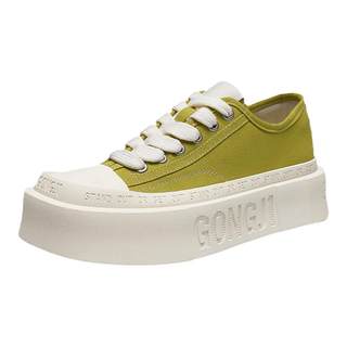 【范丞丞同款】GONGJI方头厚底帆布鞋女休闲鞋子小众板鞋小白鞋男