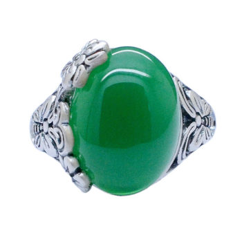 INFANITA sterling ເງິນຊຸດທີ່ມີແຫວນ jade ທໍາມະຊາດແມ່ຍິງ emerald chalcedony ເງິນບໍລິສຸດ retro agate butterfly ຕົ້ນສະບັບ