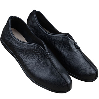 Old Beijing cloth toe-layer genuine leather men's monk shoes for old men