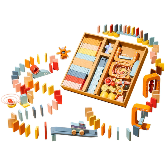 Mobee domino train solid wood building blocks
