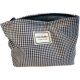 Large capacity portable black and white plaid zipper makeup bag