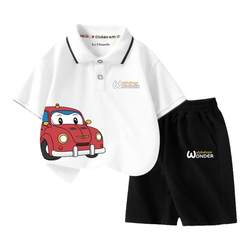 La Chapelle Boys Summer Suit 2024 New Children's Summer Short-Sleeved POLO Shirt ເຄື່ອງນຸ່ງເດັກນ້ອຍຜູ້ຊາຍ ແລະເດັກນ້ອຍຊາຍ