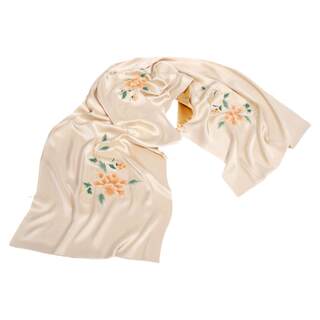 A Shawl to Wear with a Cheongsam, High-End Beige Handmade Suzhou Embroidery Gift for Spring and Autumn, Noble Double-Sided Scarf, Elegant Silk Scarf