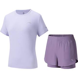 安踏速干套装透气跑步两件套女夏季训练运动服