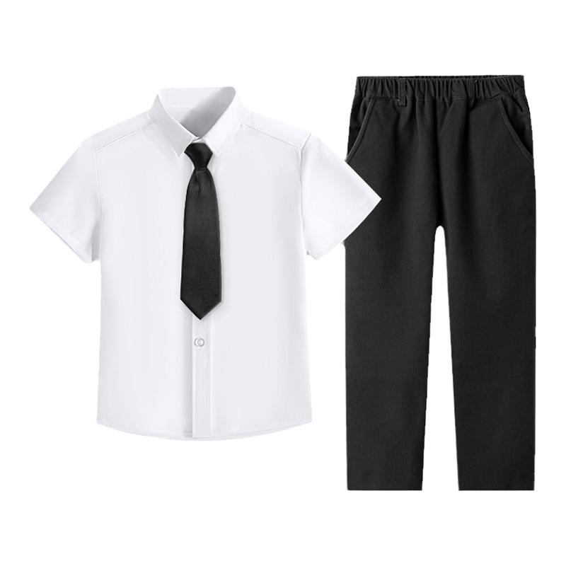 Children's white shirt Lomon shirt three-piece set