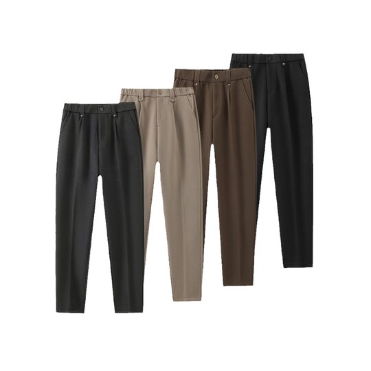 2025新款毛呢微锥轻奢小西裤男士松紧直筒长裤抗皱显瘦休闲裤秋冬