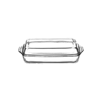 (Self-operated) Pasha Paqi imported glass baking pan with lid microwave oven fish plate oven baking rectangular