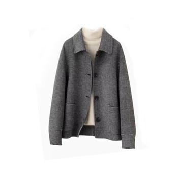 23 ເສື້ອຜ້າແຟຊັ່ນລະດູໜາວ Houndstooth Coat Women's Loose Cashmere Coat Temperament Age-Reducing niche Design Comfortable and Versatile