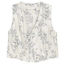 (Flower cutting technology) puretea tea new Chinese style shell buckle texture vest for women 2024 spring new product