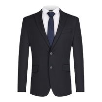 (Wool Suit) Qipai Suit Mens 2024 Autumn and Winter New Business Gentleman Black Flat Lap Suit