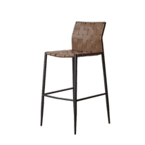 Italian saddle leather bar chair modern simple home restaurant high stool island chair back chair industrial style light luxury