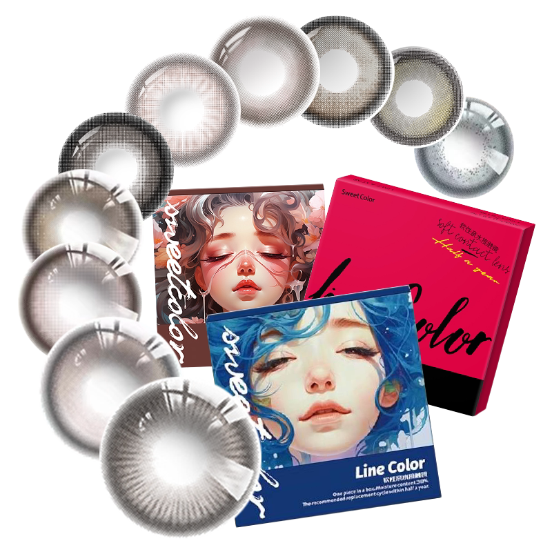 SweetColor美瞳宠粉系列半年抛1片自然哭哭黑柿子冰茶隐形眼镜