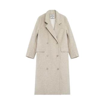 Fan Luo 2023 Winter Suit Collar Loose Hepburn Style Woolen Coat Women's Slim Medium Long Woolen Coat