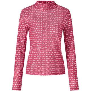 曼德诗常规小衫2024冬季新品弹力半高领针织套头满印修身打底衫