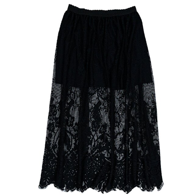 ສິ້ນ skirt lace ສໍາລັບແມ່ຍິງ 2026 ໃຫມ່ແບບເກົາຫຼີພາກຮຽນ spring ແລະ summer ເປັນເສັ້ນຕາຫນ່າງແອວສູງແອວຍາວ versatility fairy skirt
