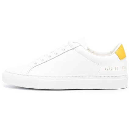 COMMON PROJECTS 皮革系带 低帮圆头时尚板鞋 女款 白黄