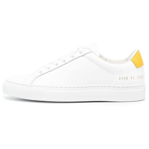 COMMON PROJECTS 皮革系带 低帮圆头时尚板鞋 女款 白黄