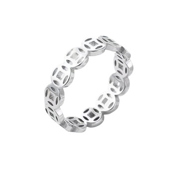 Lucky copper coin 999 sterling silver ring closed