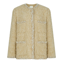 ZHIZHI An Gongzi Xiaoxiangfeng Jacket Womens 2023 Winter New Alpaca Trim Small Round Neck