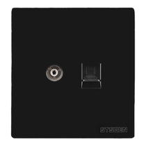Type 86 concealed Gigabit network port with TV panel black cable TV Category 6 network cable computer socket