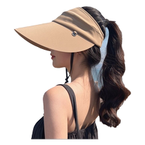Sun visor womens summer cycling sun hat anti-UV wind-proof fashionable double-layer ice silk large brim sun hat