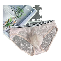 Unisex underwear feminine design transvestite low-waisted seamless briefs transparent and sexy U-convex large size shorts