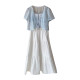 Summer fairy ເປັນຮູ cardigan suspender skirt ຊຸດສອງສິ້ນ