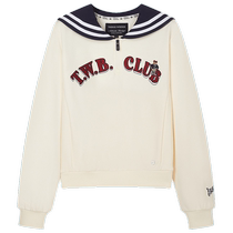 TeenieWeenie Bear Womens 2024 Fall New College Style Navy Lapel Half-Zip Pullover Sweatshirt