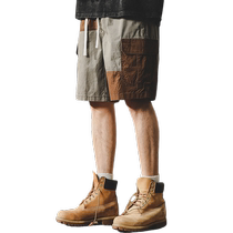 American Weight Lbs Retro Collision Color Tooling Shorts Mens Summer Loose Outdoor Casual 5 Points Pants Ins Trendy Pants