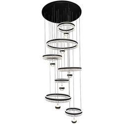 Villa Living Room Chandelier with a Large Drop, 2026 New Model, Modern Minimalist High-End Circular Hollow Duplex Main Light