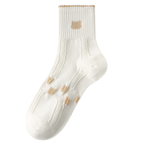Zhuji Socks Womens Spring and Summer Medium and Short Socks Pure Cotton Boneless Thin Cute Bear Socks New Autumn Long Socks