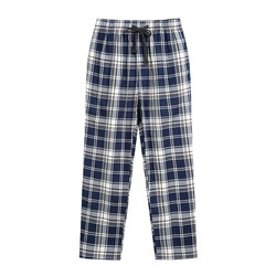 Pure cotton pajamas men's summer loose thin large size summer home trousers men's casual plaid cotton home trousers