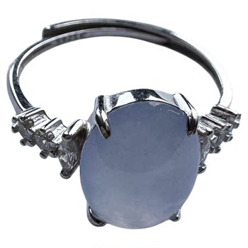 Myanmar laokeng ice violet jade cabochon ring