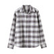 ເສື້ອຍືດ Retro ຝ້າຍ plaid ເສື້ອ cardigan ຂອງແມ່ຍິງ