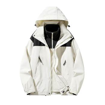 Windproof and waterproof plus velvet thickened men's and women's autumn and winter armor