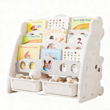 Qiaole bear children's bookshelf storage rack integrated storage