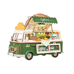 Rolife Ruolai Rio Coffee Food Truck 3D Stereo Puzzle Wooden Assembly Model for Girls over 10 Years Old Building Blocks