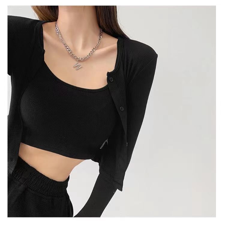 Sun Protection Short Jacket, Thin Cardigan, Slim Fit, Short Style with Button Design, New Style, Pure Desire Hot Girl Style, Long Sleeve Outerwear for Women