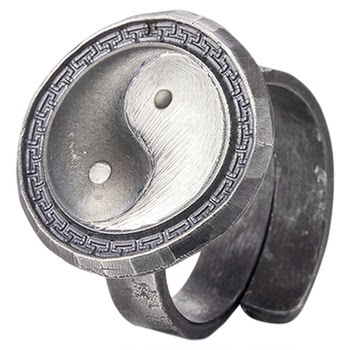 Balance i handmade custom ring men's sterling silver retro tai chi bagua adjustable ancient style open ring jewelry
