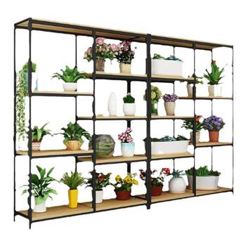 ດອກໄມ້ຢືນໃຫມ່ໄມ້ແຂງທາດເຫຼັກຮ້ານດອກ vase rack ວາງສະແດງໃນລົ່ມຫຼາຍຊັ້ນ rack ພືດ succulent rack
