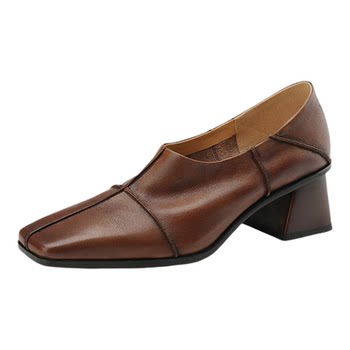 Thick heel loafers, versatile fashion shoes