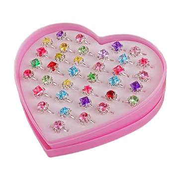 ແຫວນເດັກນ້ອຍກາຕູນເດັກຍິງ Princess Jewelry Crystal Gemstone Diamond Jewelry Girls Birthday Gifts Free Shipping