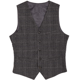 SOARIN独立复古雅痞男装格子西装马甲 英伦商务正装西服马夹背心