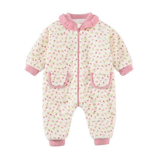 儿童连体睡衣女童珊瑚绒冬款女孩加绒加厚连身衣爬服宝宝保暖睡袋