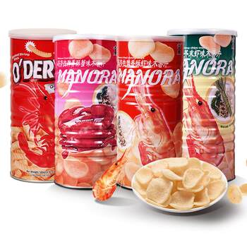 Thai Manora Wasabi Flavored Shrimp Chips Cassava Chips 90g Can Imported Manora Crispy Biscuits Snacks