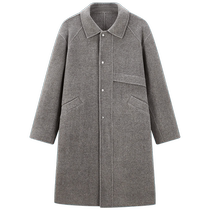 PEACEBIRD Mens Long Coat Mens 2024 Winter New Lapel Wool Woolen Loose Coat