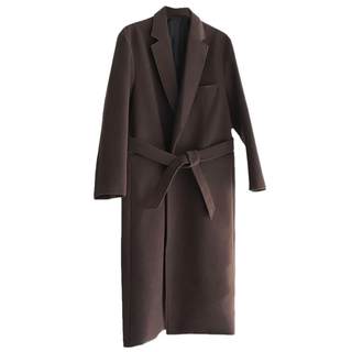 Extra long knee length woolen coat for men winter thickened
